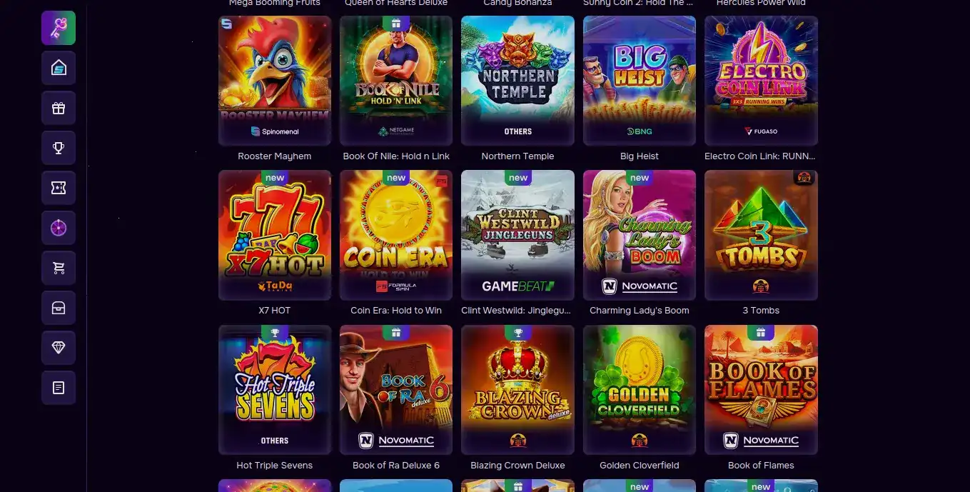 Интерфейс мобильного приложения Вулкан Делюкс